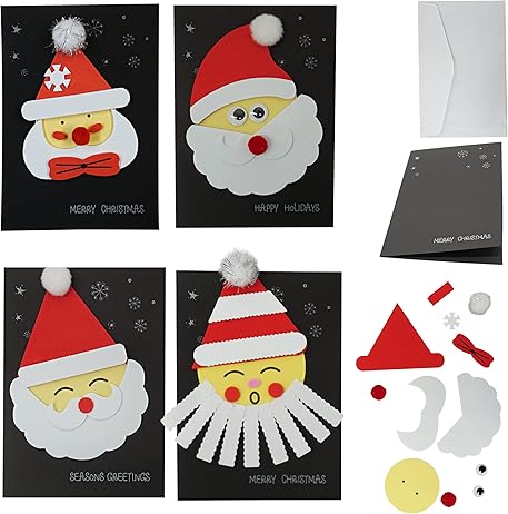 4E's Novelty 12 Pack 2024 Christmas Card Making Craft Kit for Kids & Adults - Individually Wrapped Holiday DIY Handmade Greeting Cards with Envelopes
