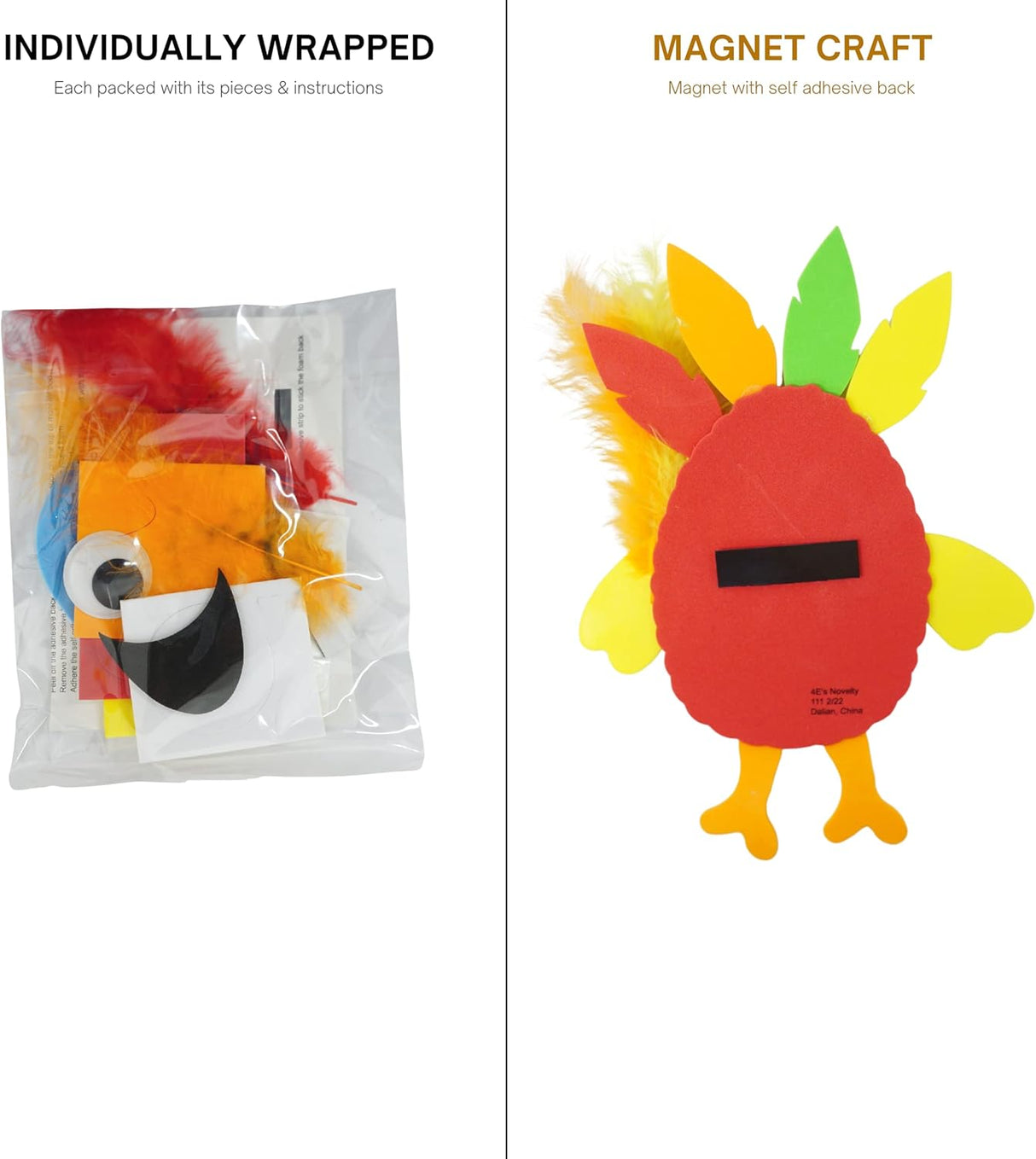 4E's Novelty 12-Pack Monster Turkey Crafts for Kids – Fun Thanksgiving Activity Kit for Ages 4-12