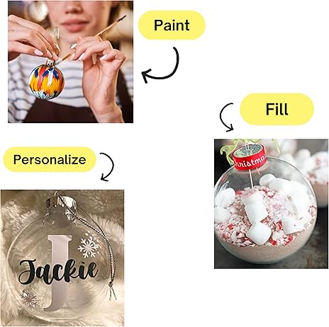 4E's Novelty 12 Pack Clear Christmas Ornaments Balls - 3.15" Empty Ornaments to Fill for DIY Crafts - Easy to Paint & Decorate Christmas Ornaments