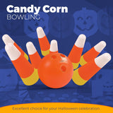 4E's Novelty Candy Corn Bowling Set for Kids & Adults - Halloween Bowling Game, Bowling Ball & 10 Plastic Bowling Pins Set, Fun Bowling Party Favors