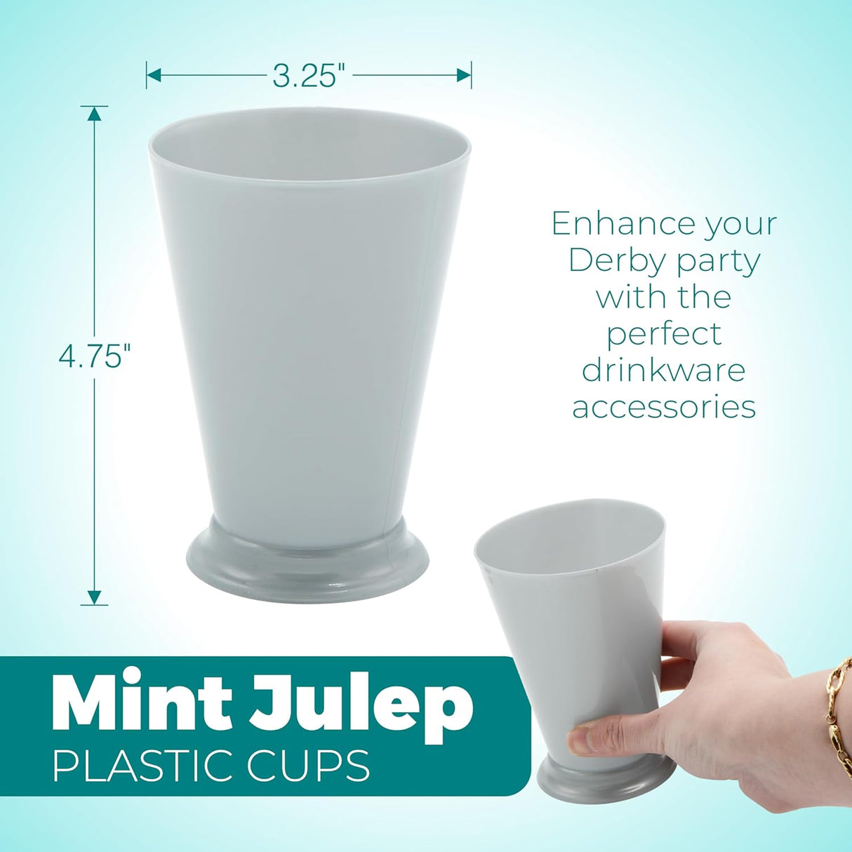 4E's Novelty Mint Julep Plastic Cups – 12-Pack 10 oz | Kentucky Derby Party Supplies & Decorations