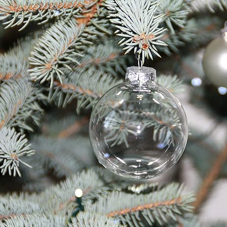 4E's Novelty 12 Pack Clear Christmas Ornaments Balls - 3.15" Empty Ornaments to Fill for DIY Crafts - Easy to Paint & Decorate Christmas Ornaments