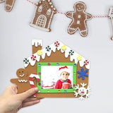 4E's Novelty Foam Gingerbread House Picture Frame Craft (12 Pack) – DIY Self Adhesive Christmas Photo Magnet Craft Kits for Kids Ages 3+ Bulk