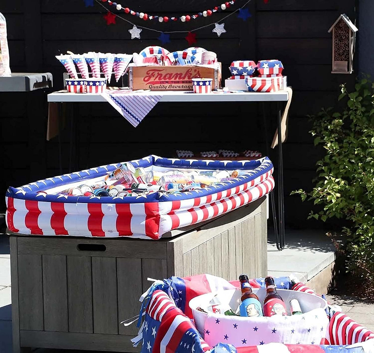 4E's Novelty Inflatable Serving Bar Buffet Cooler – Patriotic 4th of July Party Essential (2 Pack)