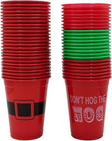 4E's Novelty 16 oz Christmas Cups for Party - 50 Pack Christmas Party Disposable Plastic Cups with Santa & Humorous Quotes Bulk & Holiday Cups