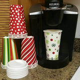 4E's Novelty Christmas Paper Cups Disposable 16 oz With Lids & Napkins (12 Packs) for Christmas Hot Cocoa Party Supplies, Hot Chocolate Bar