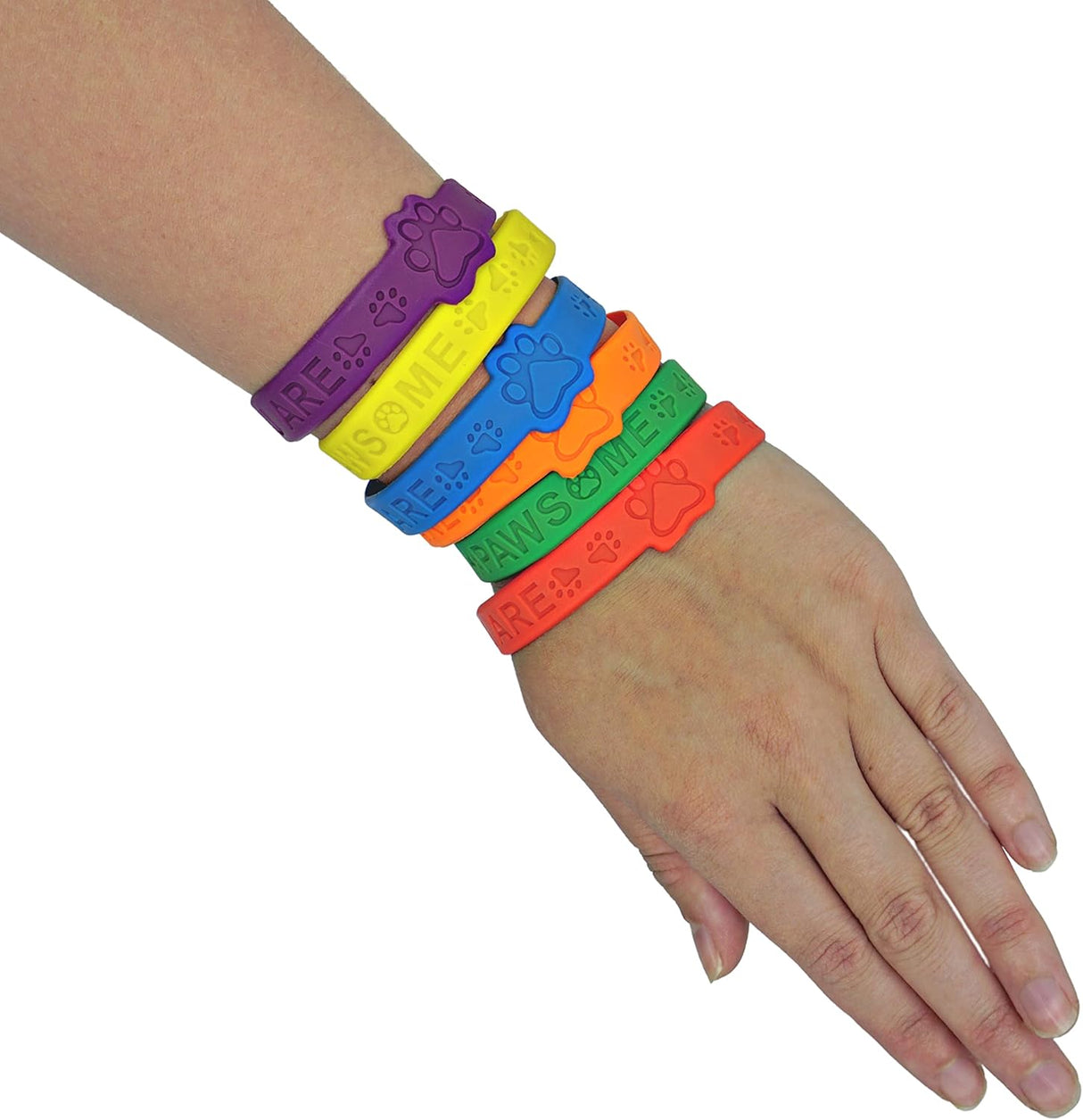 4E's Novelty Paw Print Party Favors – 24 Bracelets & 24 Stamps for Kids