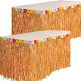 4E's Novelty 9ft Luau Grass Table Skirt, 2 Pack – Hawaiian Party Decor & Moana Birthday Must-Have