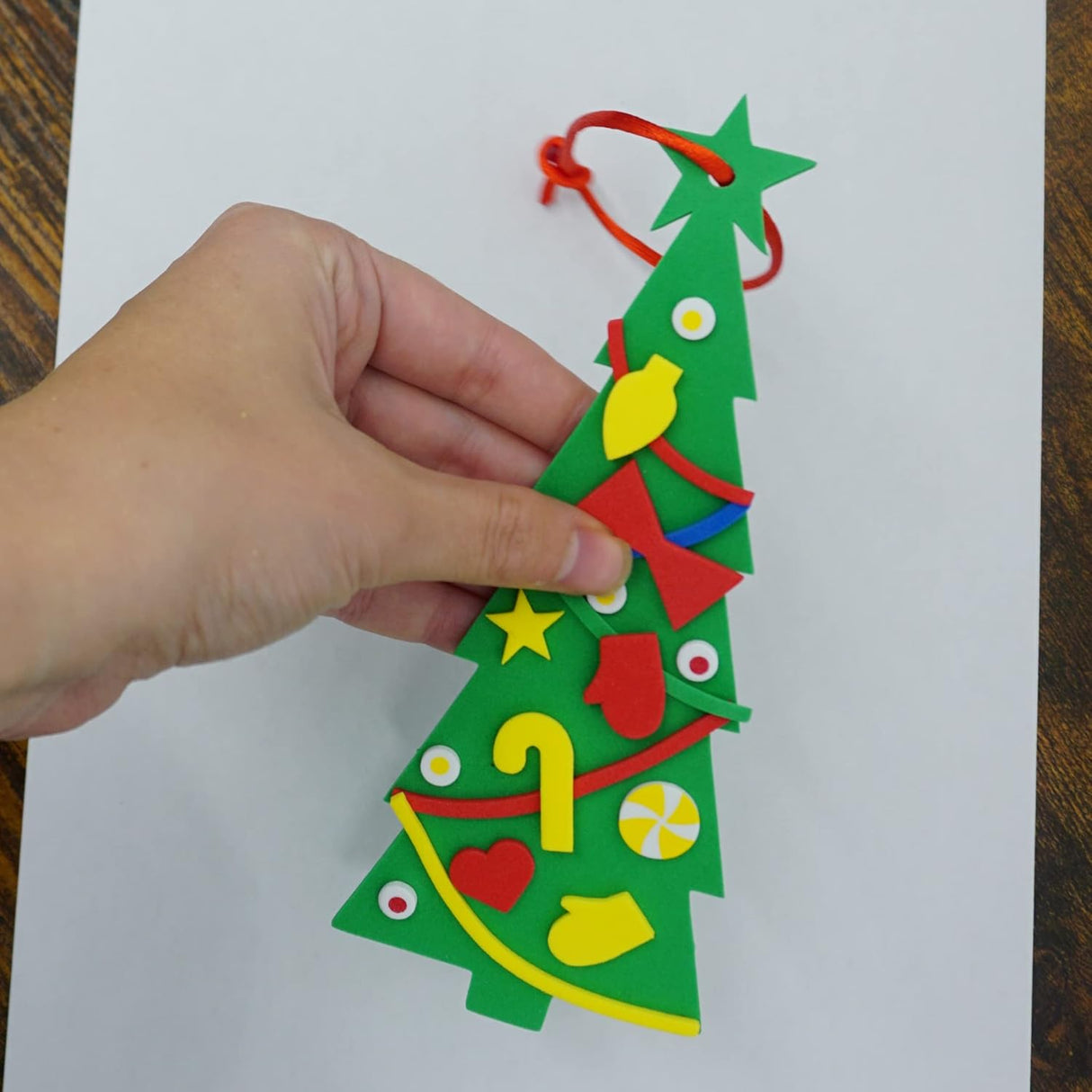 4E's Novelty 24 Pack Christmas Tree Craft Kit - Individually Wrapped Ornament Decorating Kit for Kids 3-12, Self Adhesive DIY Christmas Tree for Kids
