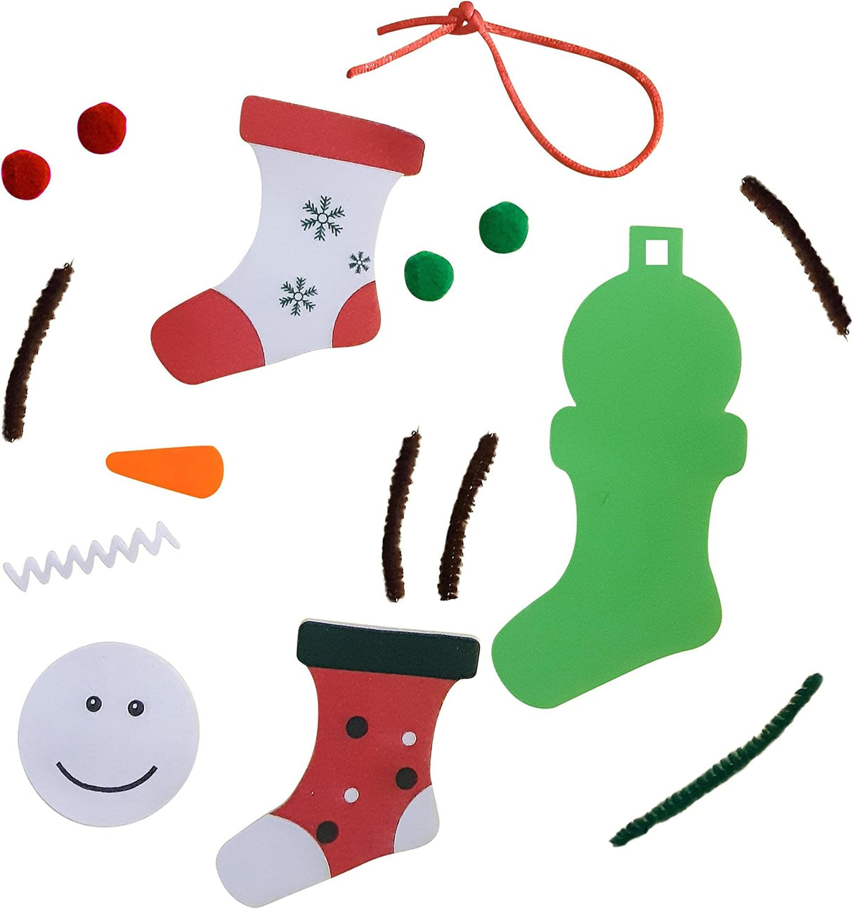4E's Novelty Foam Christmas Snowman Stocking Ornament Craft (12 Pack) - Christmas Crafts for Kids, DIY Stocking Ornament Making Kit for Toddlers