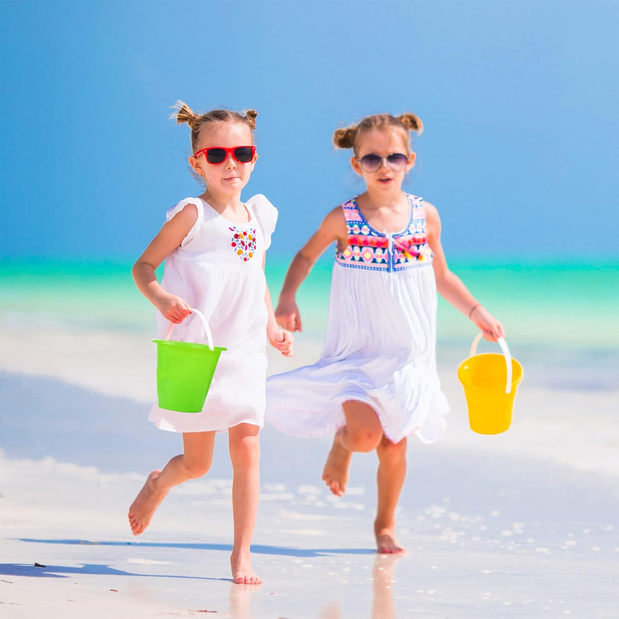 4E's 12 Pack Beach Buckets with Shovels – Durable Sand Buckets for Kids, Perfect for Outdoor Play