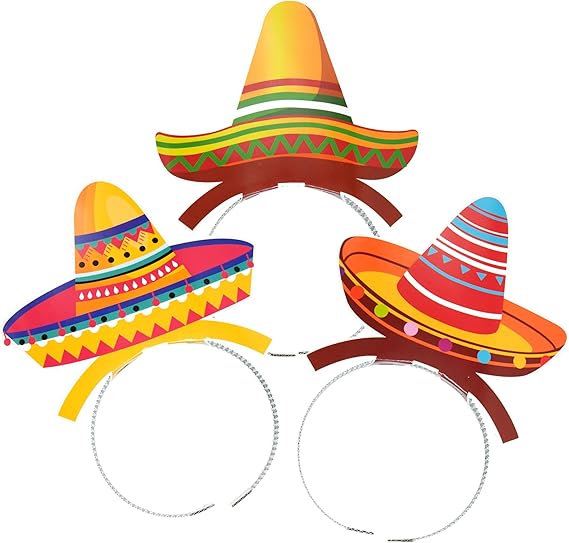 4E's Novelty 9 Pack Sombrero Headband Party Bulk – Cinco De Mayo Party Favors Supplies, Birthday & Taco Tuesday Accessories