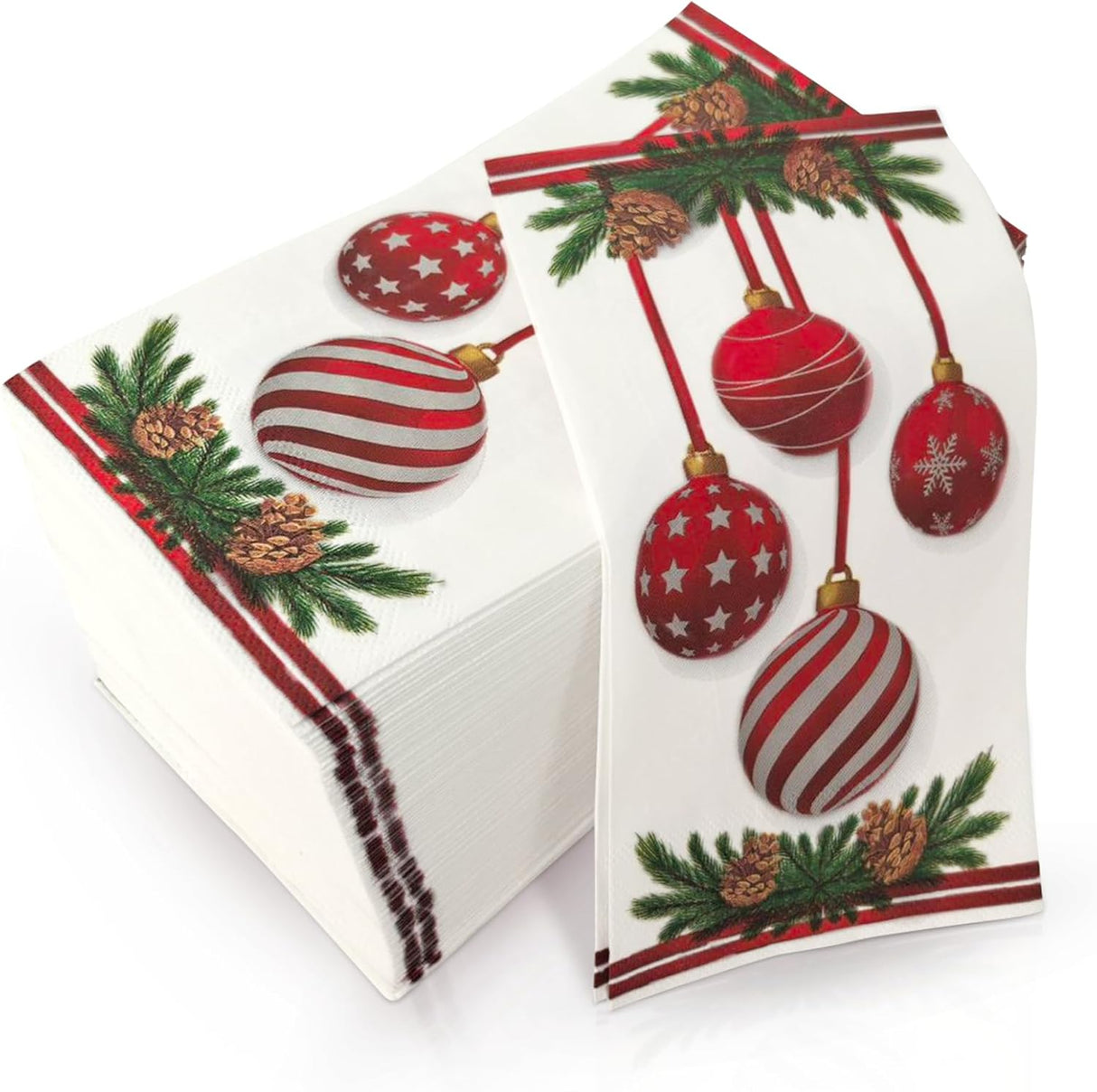 4E's Novelty 100-Pack Christmas Ornament Napkins, 3-Ply Soft Disposable Christmas Dinner Napkin