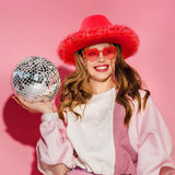 Cowgirl Hat with Feathers & Heart Sunglasses - Felt, Women's Costume