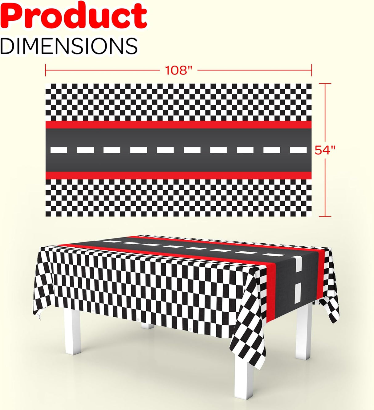 4E's Novelty Checkered Racing Theme Tablecloth