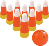 4E's Novelty Candy Corn Bowling Set for Kids & Adults - Halloween Bowling Game, Bowling Ball & 10 Plastic Bowling Pins Set, Fun Bowling Party Favors