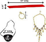 4E's Novelty Captain Pirate Costume Accessories 4Pcs Set Red Headband Bandana Head Scarf