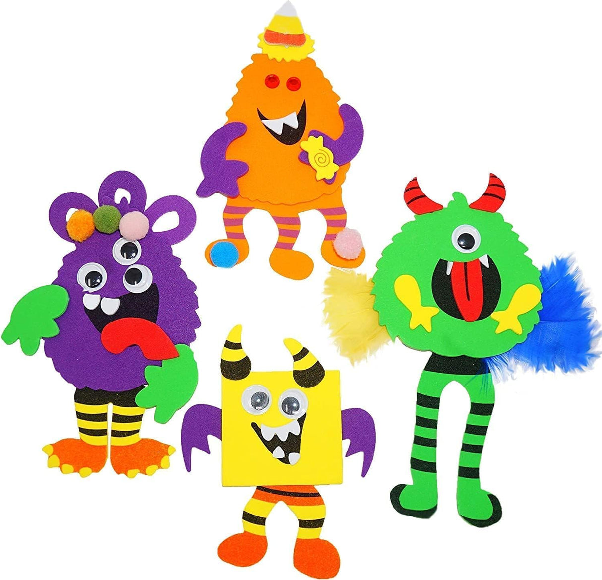 4E's Novelty Halloween Silly Monster Foam Magnet Crafts for Kids (4 Pack)