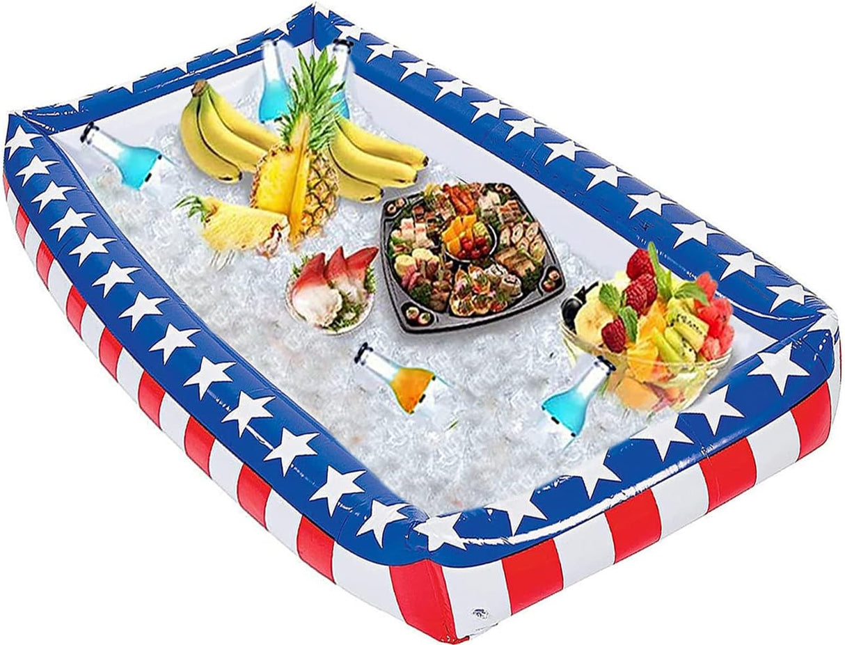 4E's Novelty Patriotic Inflatable Serving Bar – 4th of July Ice Tray for Food Buffet Table Cooler