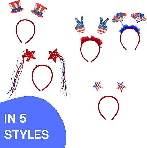 4E's Novelty 10 Pack 4th of July Headband – Patriotic Accessories for Kids & Adults