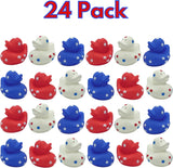 4E's Novelty 24 Pack Patriotic Rubber Ducks – Jeep Ducks for Ducking, Party Favors