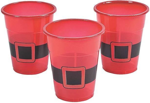 4E's Novelty 16 oz Christmas Cups for Party - 50 Pack Christmas Party Disposable Plastic Cups with Santa & Humorous Quotes Bulk & Holiday Cups