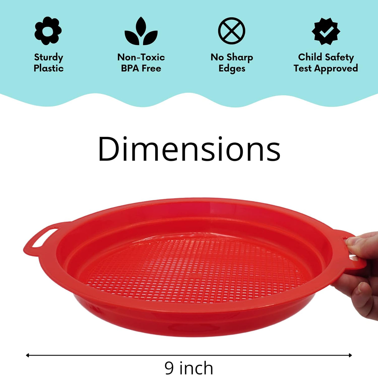 4E's Novelty 4 Pack Sand Sifter – 8.75" Sandbox Toys for Kids, Durable Beach Rock Strainers