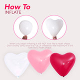 4E's Novelty 36-Pack Latex Heart Balloons – Red, Pink, White 10” Balloons for Valentines & Weddings