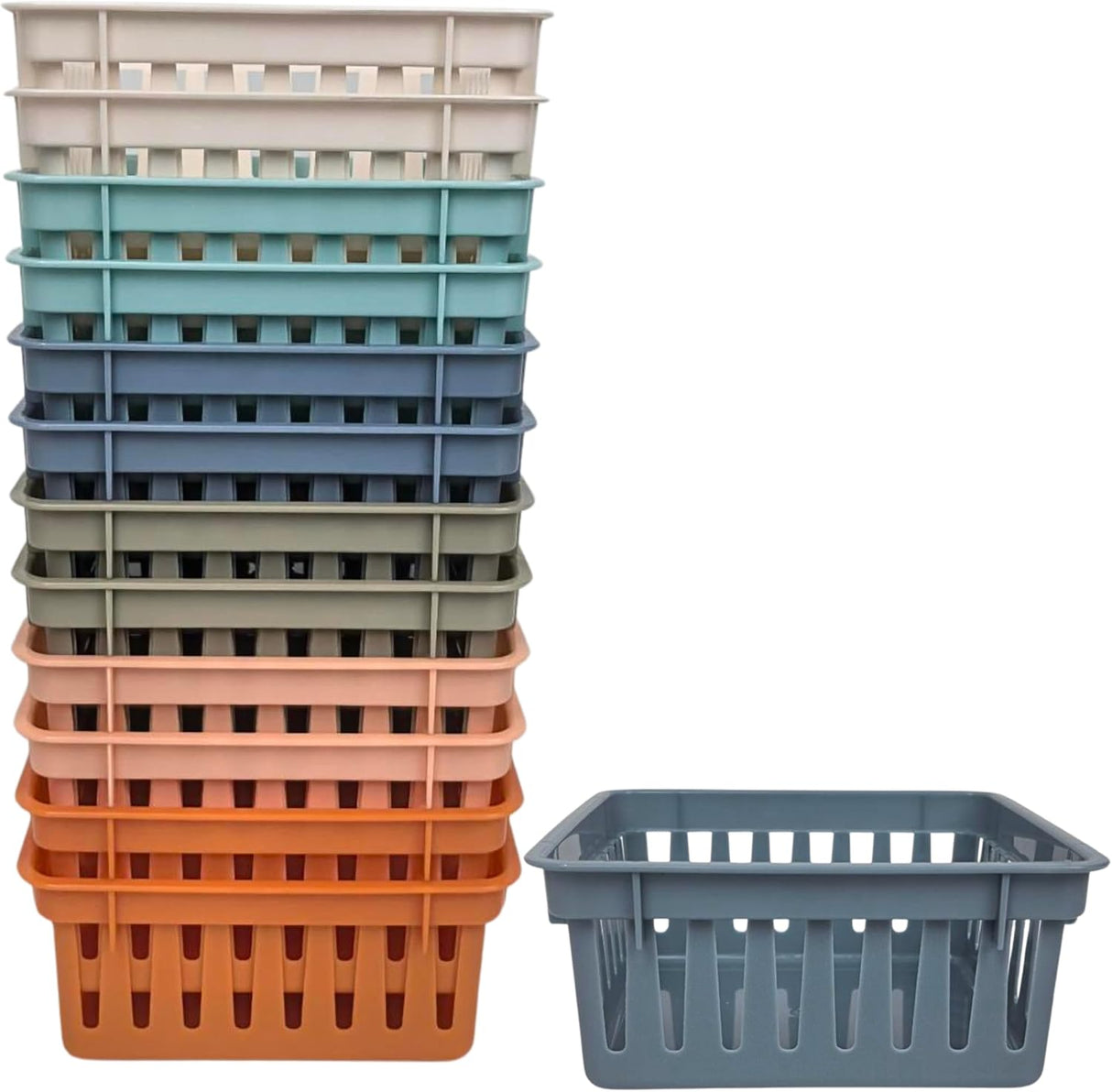 4E's Novelty 12 Pack Vibrant Boho Small Baskets for Classroom