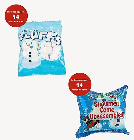 4E's Novelty 24 Packets 3 Assorted Mini Marshmallows - Individually Wrapped Marshmallows Packets for Hot Chocolate & Marshmallows Cocoa Toppers