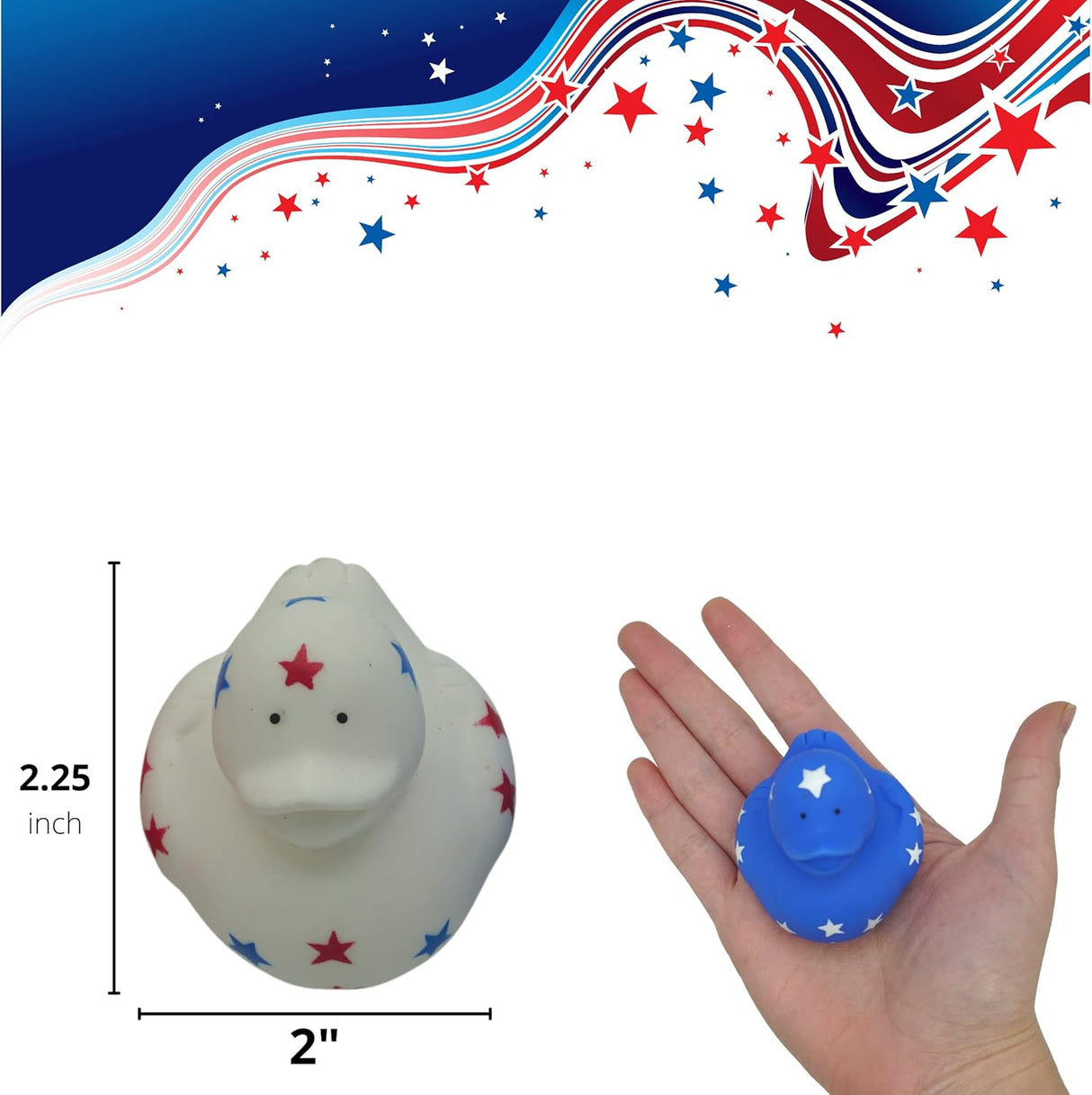 4E's Novelty 24 Pack Patriotic Rubber Ducks – Jeep Ducks for Ducking, Party Favors