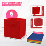 4E's Novelty 6 Packs 11 Inch Rainbow Color Storage Foldable Cube Bins, Colorful Storage Baskets