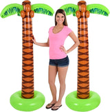 4E's Novelty 2 Pack Blow Up Palm Tree 5.5ft – Hawaiian Party Decor, Beach Theme, Pool Party Prop