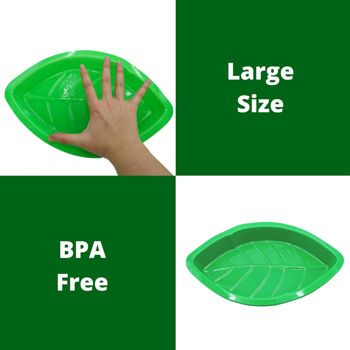 4E's Novelty 12 Pack Green Leaf Plates for Luau Party Decorations – Cute Luau Party Trays, Perfect Hawaiian Party Supplies