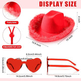 Cowgirl Hat with Feathers & Heart Sunglasses - Felt, Women's Costume
