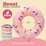 4E's Novelty 4 Pack 30" Donut Pool Floats – Kids & Adults Summer Fun