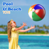 4E's Novelty Beach Balls [6 Pack] 20" Inflatable Beach Balls for Kids - Pool Games Toys for Kids & Toddlers, Classic Rainbow Color