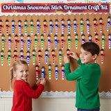 4E's Novelty 12 Pack Christmas Snowman Stick Ornament Craft Kit - Fun DIY Snowman Ornament Kit, Complete Snowman Popsicle Stick Craft for Ages 2-8