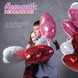 4E's Novelty 15-Pack 18” Heart Foil Balloons – Red, Pink, White Balloons for Parties & Weddings