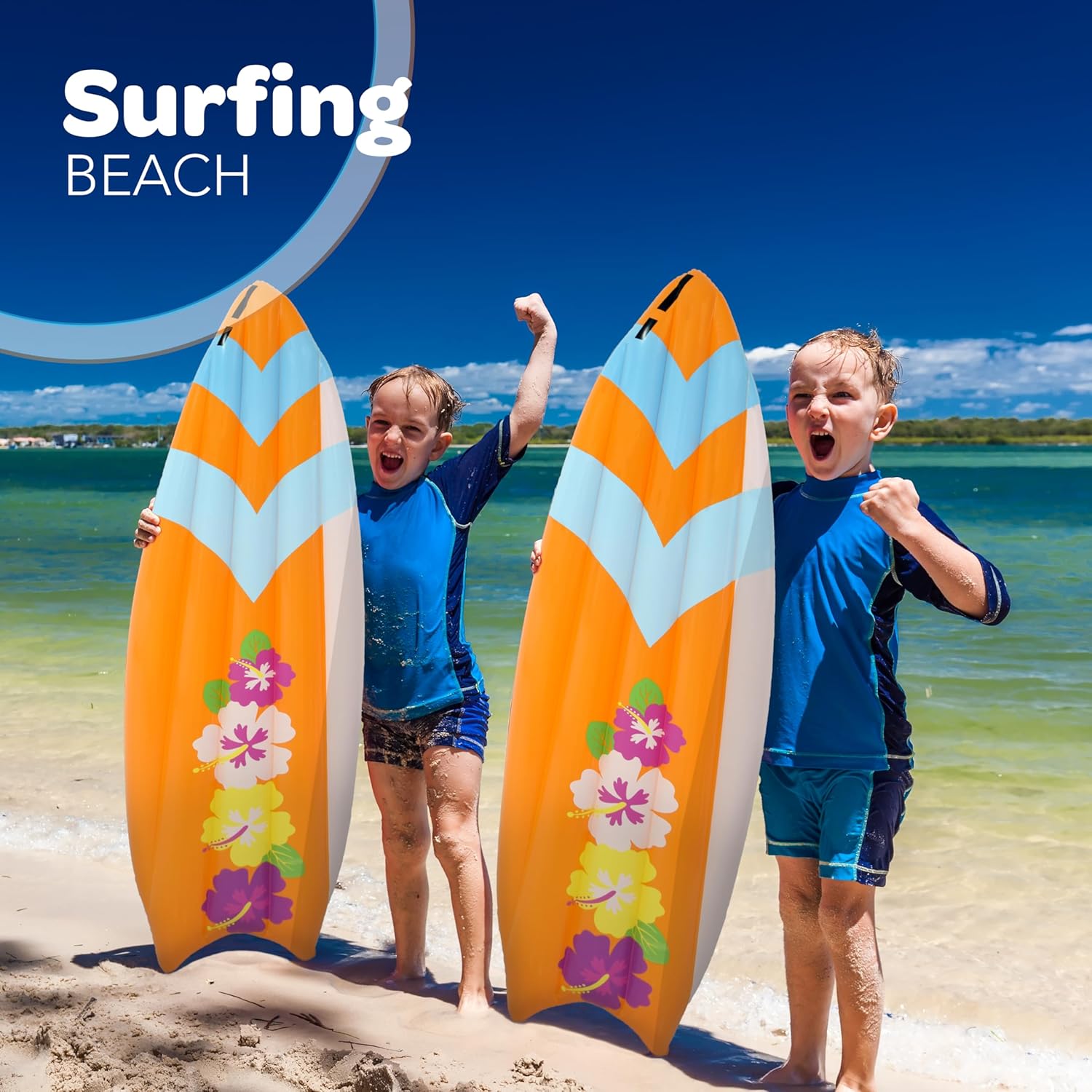 4E's Novelty Inflatable Surfboard for Kids, Tanning pools for