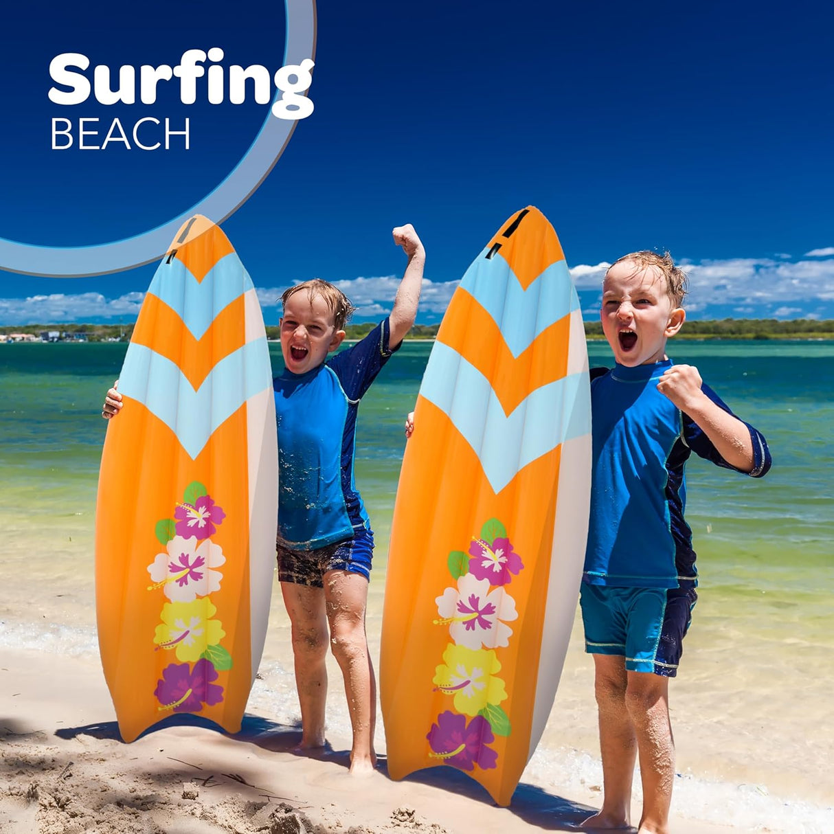 4E's Novelty Inflatable Surfboard for Kids, Tanning pools for adults - Ideal pool game floaties for any party or event