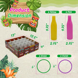 4E's Novelty Tiki Bottle Ring Toss Game Set 12 Colorful Bottles – Fun Luau Party Games for All Ages