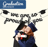 4E's Novelty 2026 Black Glitter Graduation Banner – We Are So Proud of You