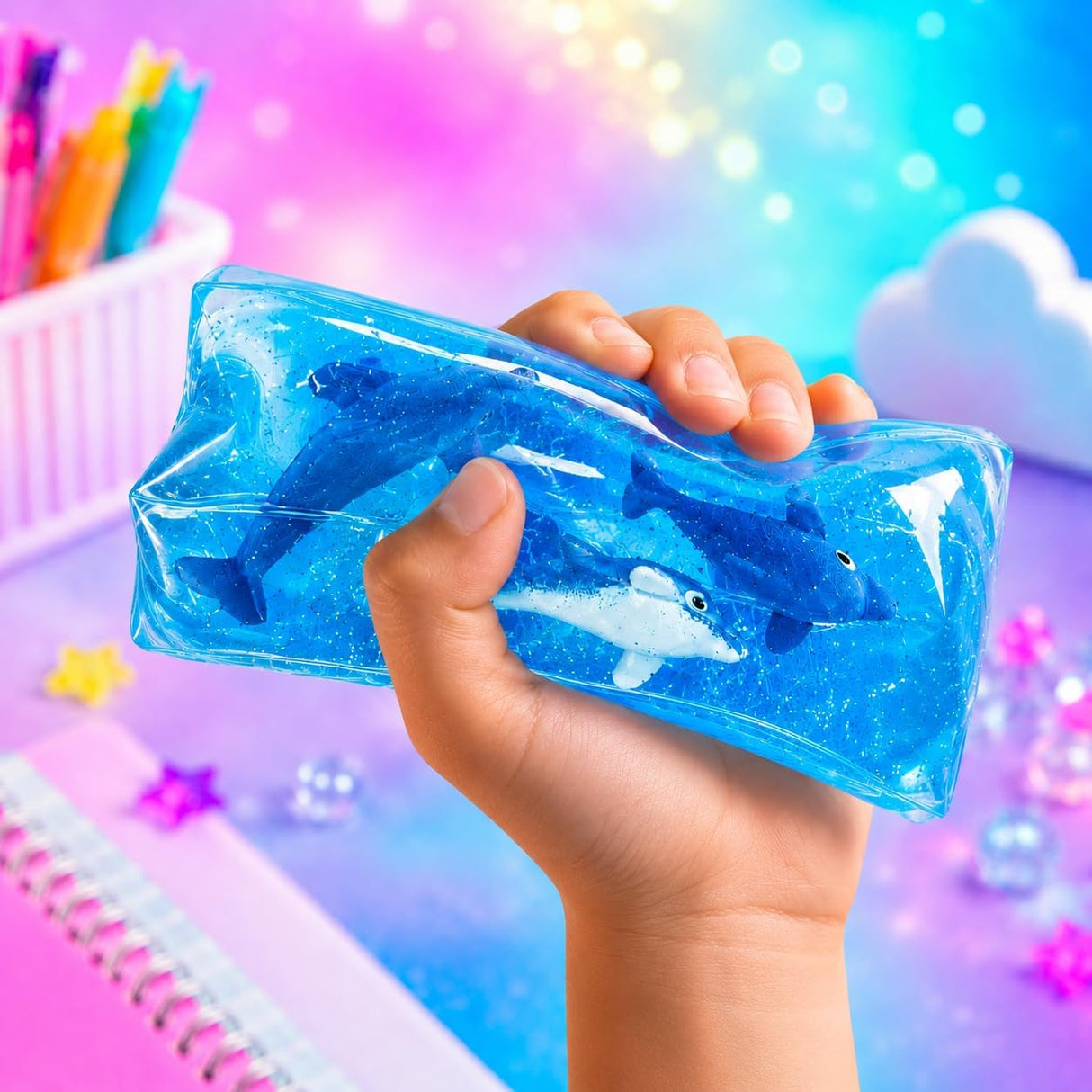 4E's Novelty 2 Pack Blue Water Wigglers 4.75 Inch Fidget Toy