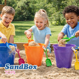 4E's Novelty 12 Pack Large Sand Bucket with Shovel – Beach Toys for Kids, Vacation Essentials