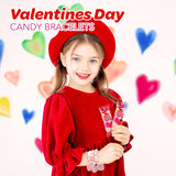 4E's Novelty 30 Packs Heart Candy Bracelet, Valentine Candies Bracelets Individually Wrapped