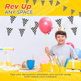 4E’s Novelty 100 Ft Checkered Flag Banner Racing Party Decorations with 48 Large Pennants for Birthdays