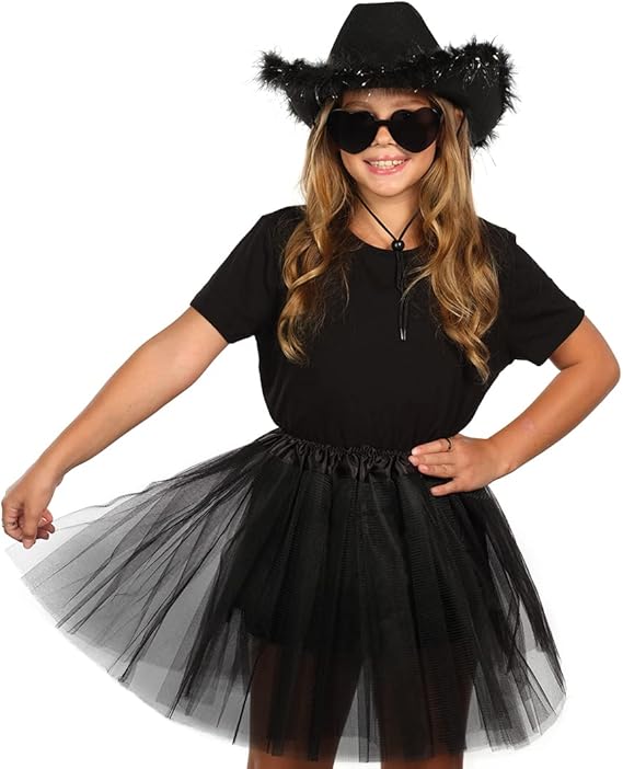 Feathered Cowboy Hat & Heart Sunglasses for Women