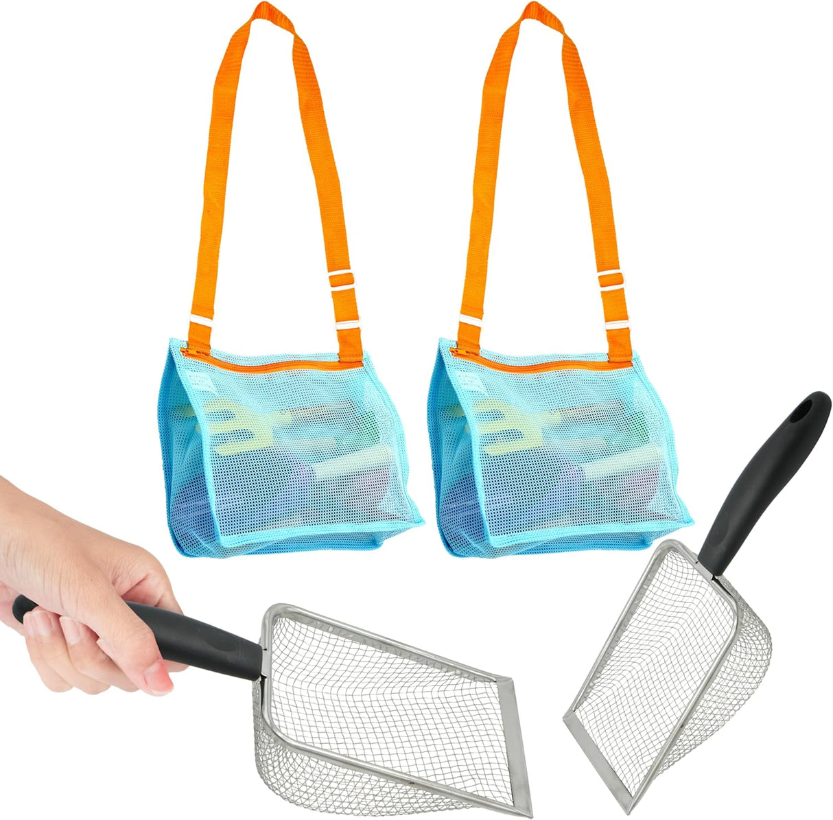 4E's Novelty Ultimate Beach Toy Set – Sand Sifter, Beach Shovel & Shark Tooth Sifter for Kids & Teens (2 pcs)
