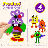 4E's Novelty Halloween Silly Monster Foam Magnet Crafts for Kids (4 Pack)